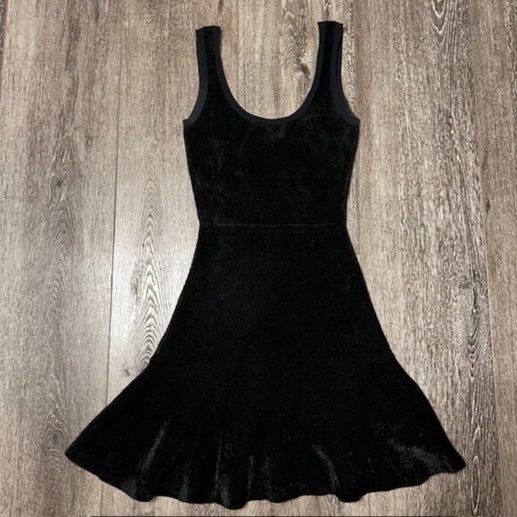 Sandro Designer Black Velvet Mini Dress Womens Size S Small - Picture 1 of 4